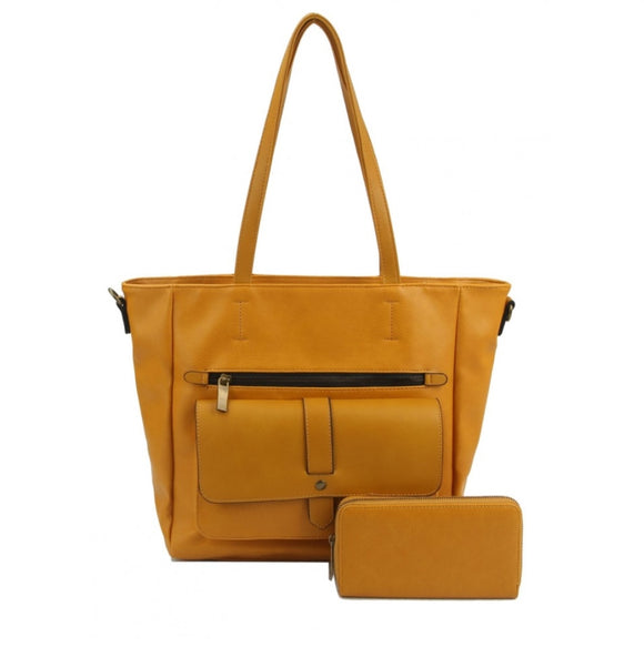 3D front pocket tote with wallet - yellow