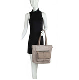3D front pocket tote with wallet - stone