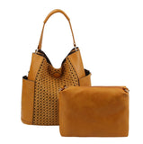 Raffia detail hobo bag with pouch - yellow