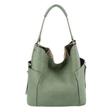 Raffia detail hobo bag with pouch - mint