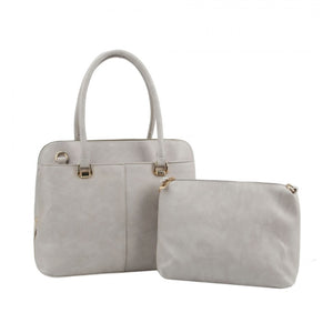 Front pocket tote with pouch - light grey