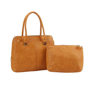 Front pocket tote with pouch - cognac