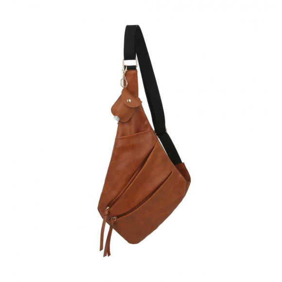 Fanny pack with sanitizer holder keychain - brown