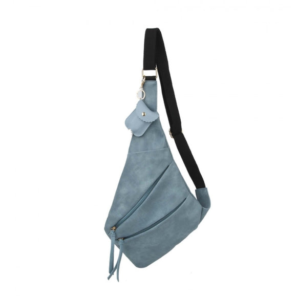 Fanny pack with sanitizer holder keychain - blue