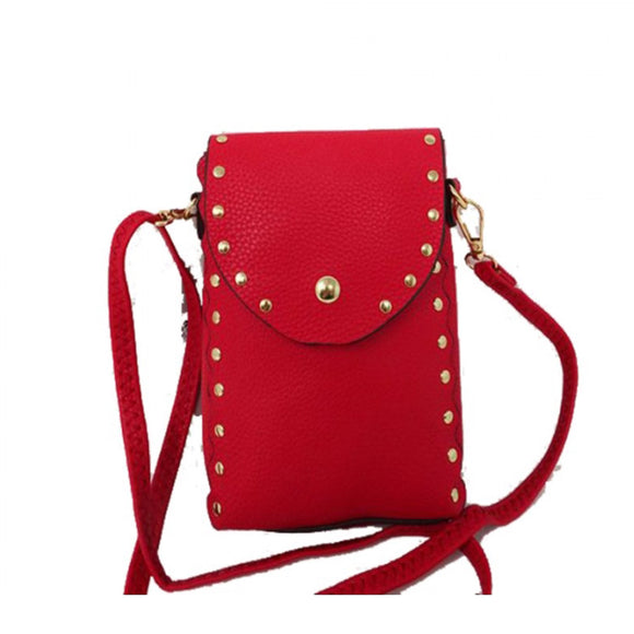 Studded cell phone crossbody bag - red