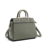 Metal handle satchel - black