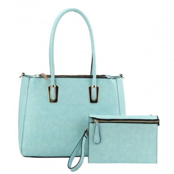 Snaked textured tote set - mint