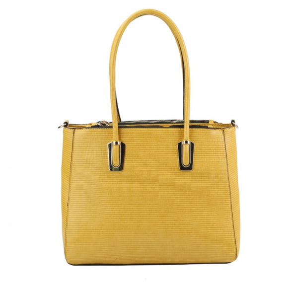 Snaked textured tote set - yellow