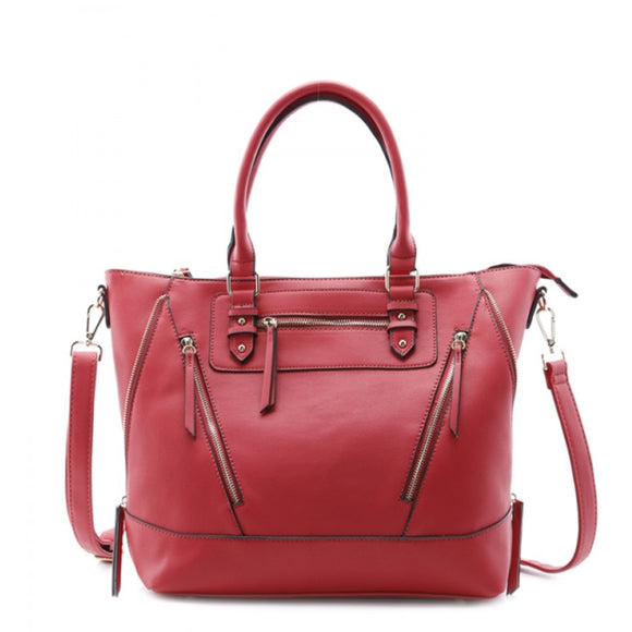 Zipper detail satchel  - red
