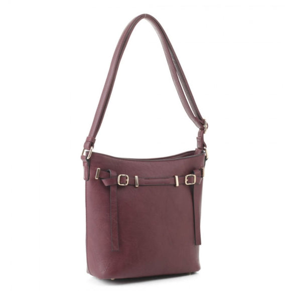 Belted hobo bag - burgundy