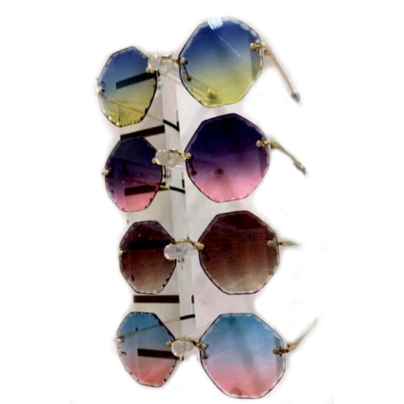 [12pcs] Octagon shape two tone color sunglasses