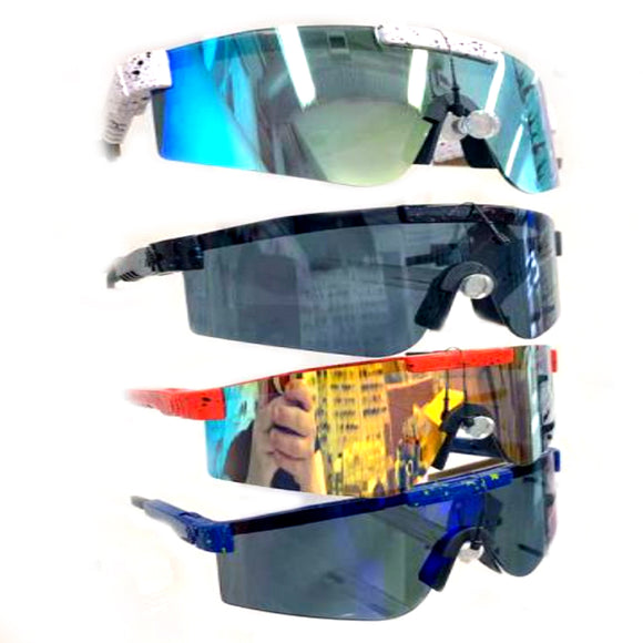 [12pcs] Painted frame shield shape sunglasses