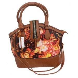 Floral print tote - tan