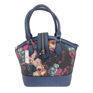 Floral print tote - blue