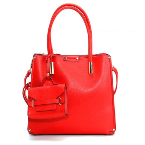 Clasic tote with mini bag set - red
