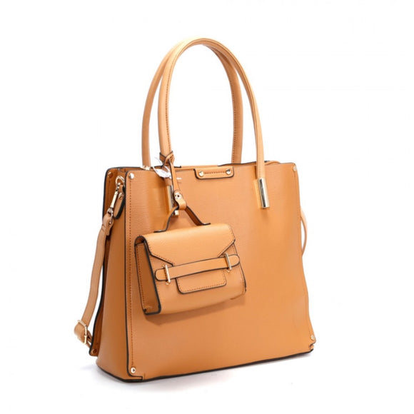 Clasic tote with mini bag set - brown