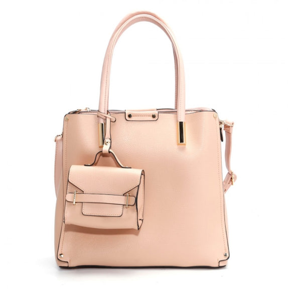 Clasic tote with mini bag set - pink