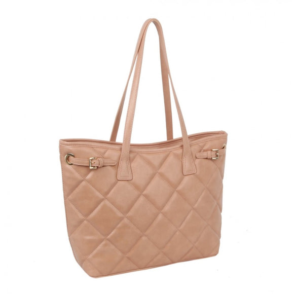 Quilted tote with pouch - mint