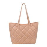 Quilted tote with pouch - clay