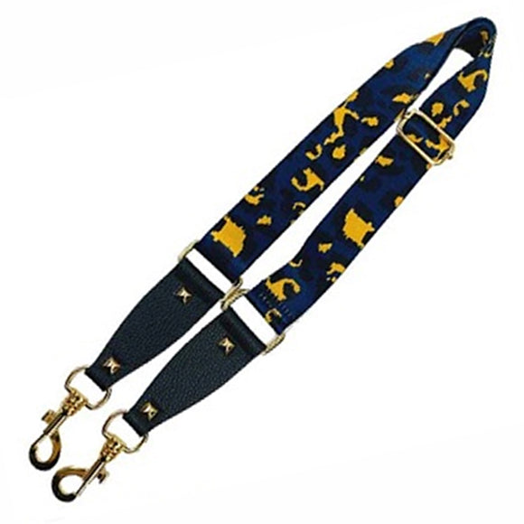 Leopard bag strap - navy