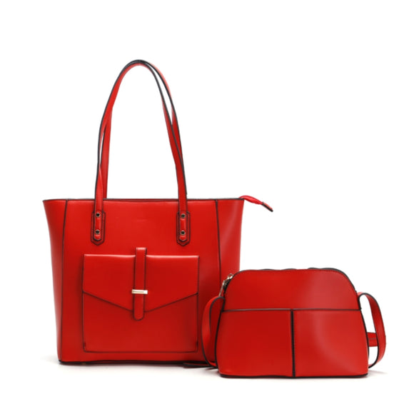 2-in-1 front pocket tote set - red