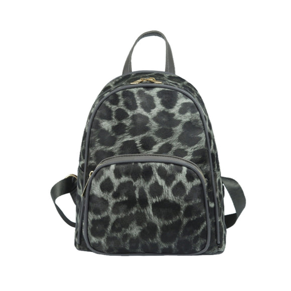Leopard print backpack - grey