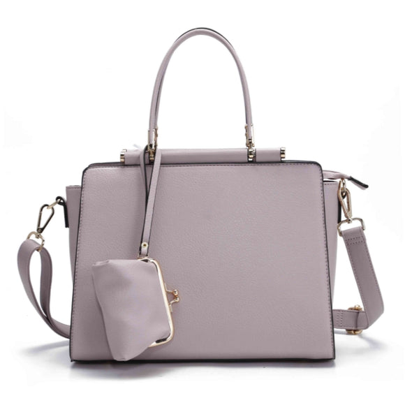 Textured tote with coin wallet - lavender