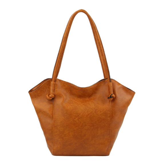 Heart shape tote with wallet - camel