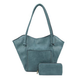 Heart shape tote with wallet - denim