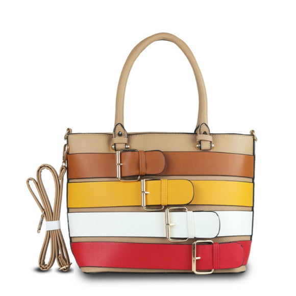 Belted detail tote - apricot