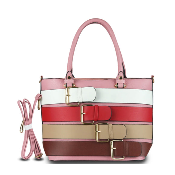 Belted detail tote - pink