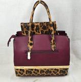 Leopard detail tote with wallet - olive