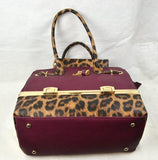 Leopard detail tote with wallet - olive