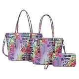 3-in-1 graffiti handbag set with wallet - multi 3