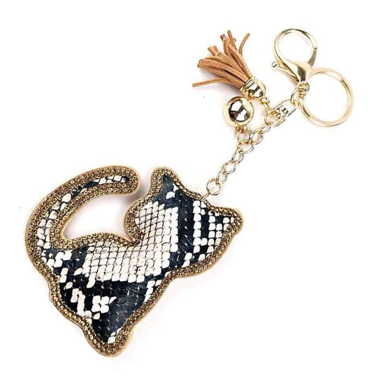 [12pcs] Cat with snake skin key chain - gold/brown ($2/pc)