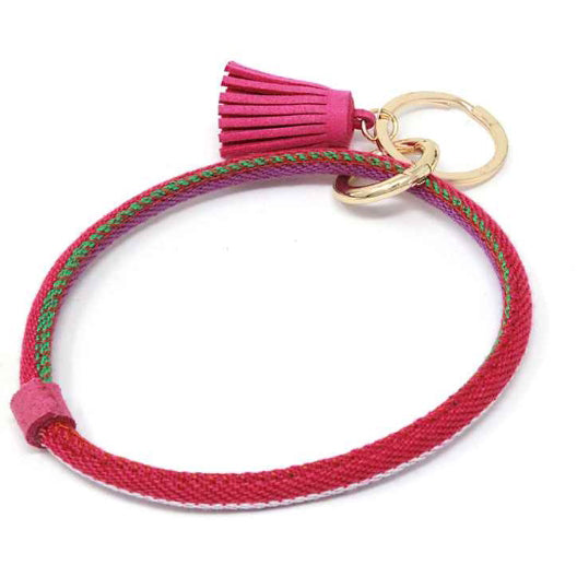 [12pcs] Rope type keychain with tassel - fuchsia ($2/pc)
