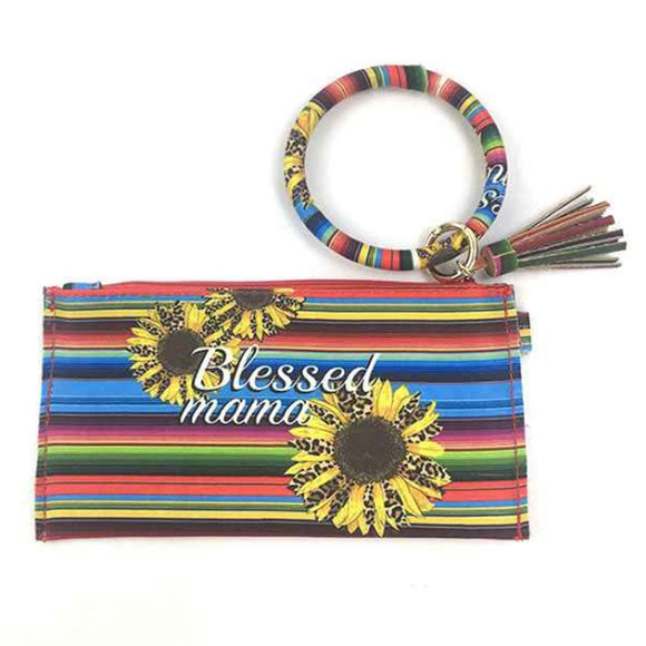 [12pcs] Wristlet bag - aztec print & sunflower ($3/pc)