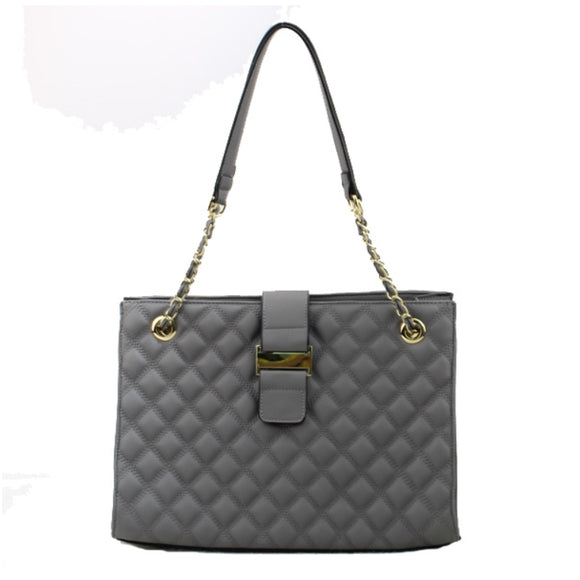 Quilted chain shoulder bag - grey