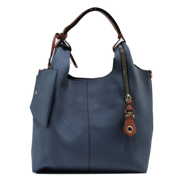 Zipper detail hobo bag - dark blue