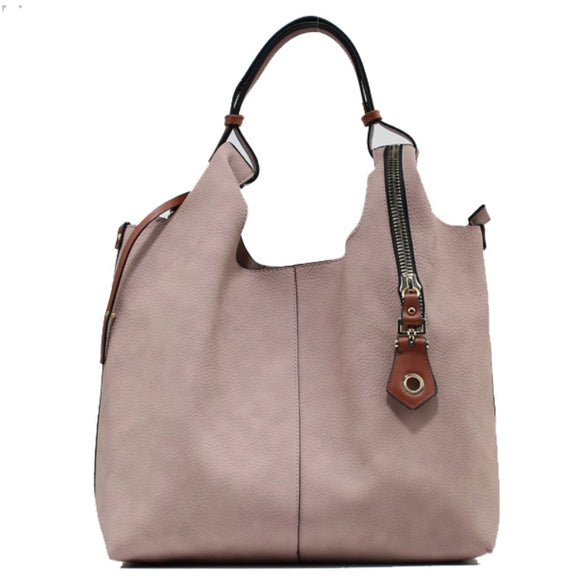 Zipper detail hobo bag - dark pink