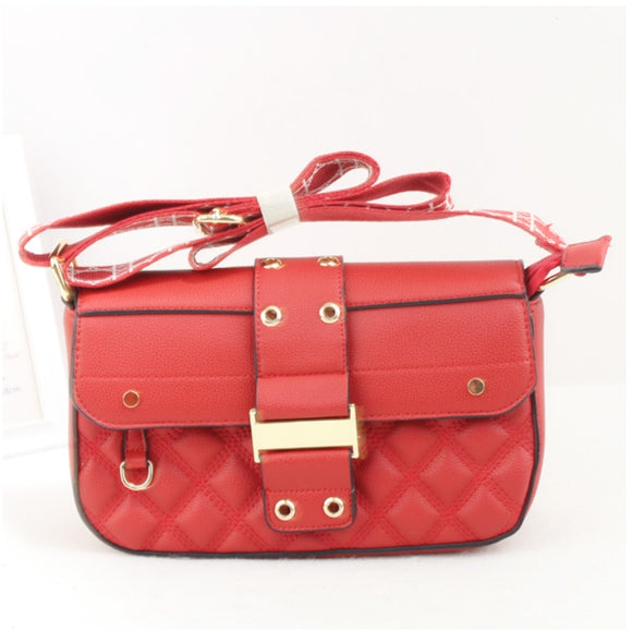Grommet & quilted crossbody bag - red