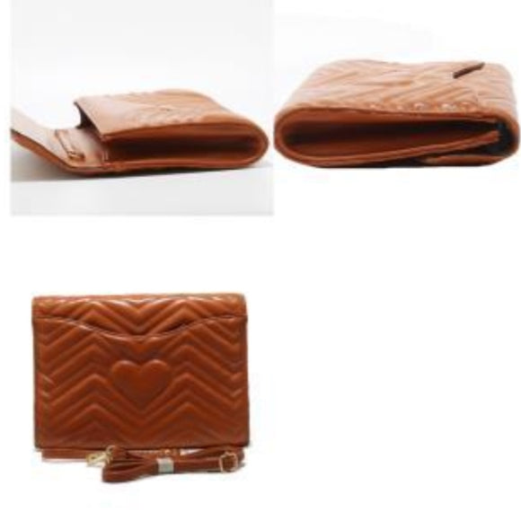 Chevron quilted crossbody bag - coffee