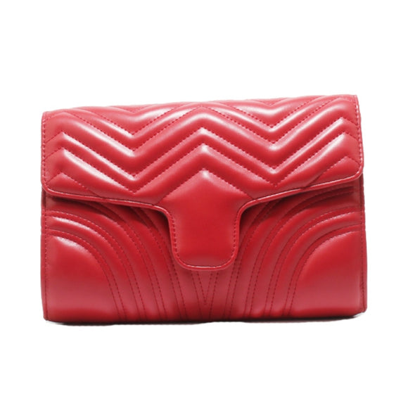 Chevron quilted crossbody bag - red