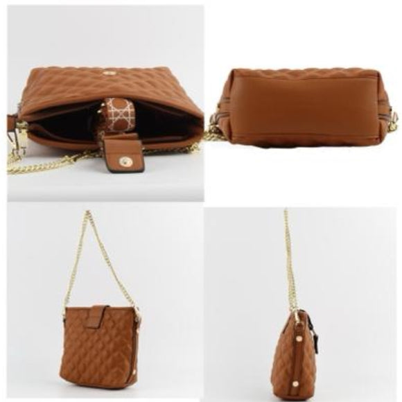 Quilted bucket bag - brown
