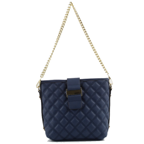 Quilted bucket bag - blue