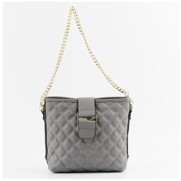 Quilted bucket bag - grey