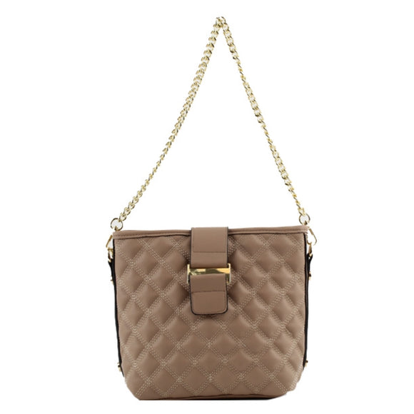 Quilted bucket bag - khaki