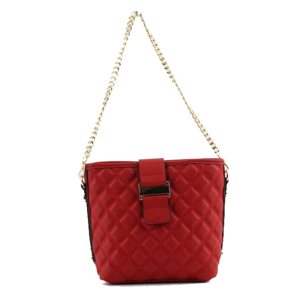 Quilted bucket bag - red