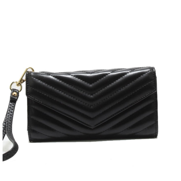 Chevron quilted wallet - black
