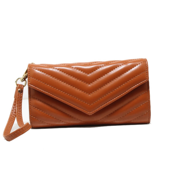 Chevron quilted wallet - brown